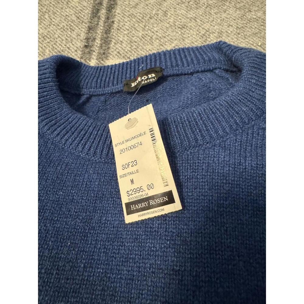 BRAND NEW Kiton Navy Cashmere Crewneck Sweater Size M - Picture 3 of 3